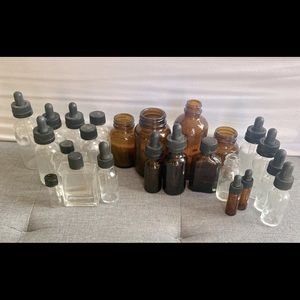 40+ Glass Apothecary bottles Amber Green Blue Clear Dropper Vials Small UPCYCLE
